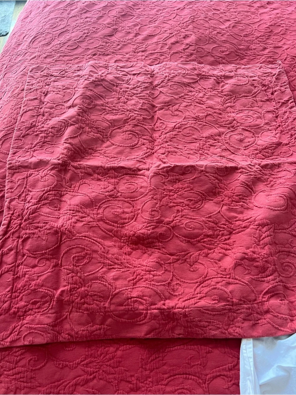 Pottery Barn Red Quilted Bedspread Set - Classic Solid Red Queen Bedding
